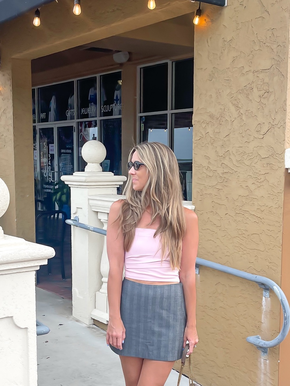 Abercrombie & Fitch Pink Tank with Gray Mini Skirt